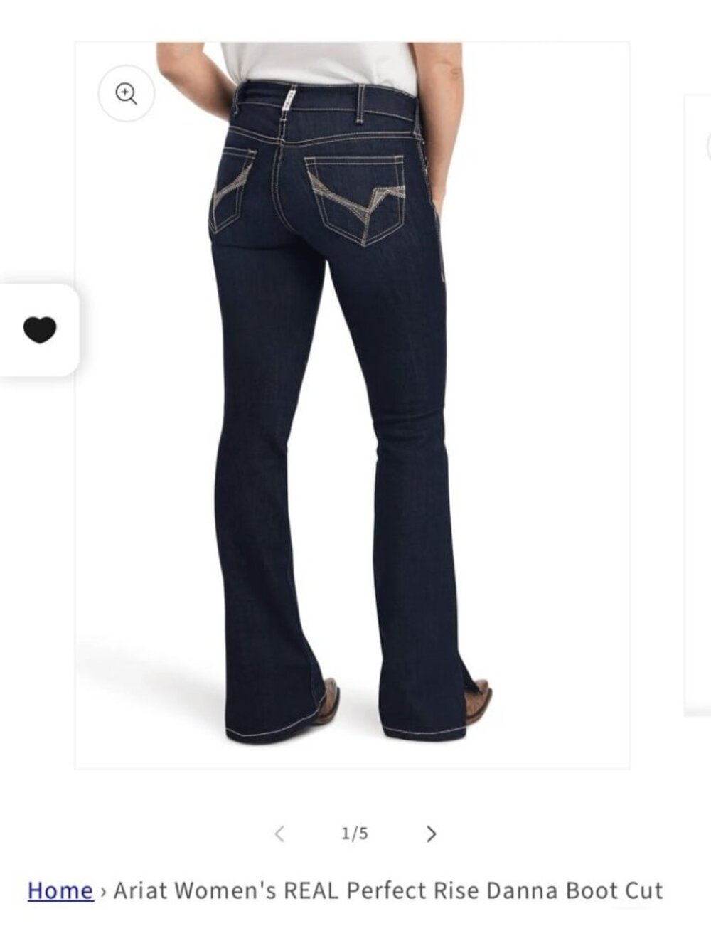 Ariat Women's R.E.A.L. Perfect Rise Danna Boot Cut Jeans Size 34 Long Western
